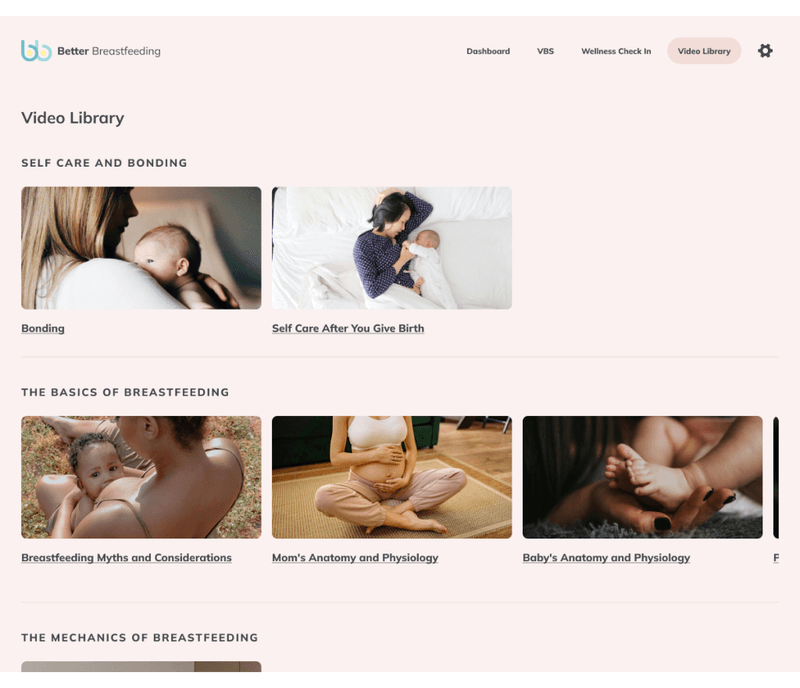 Better Breastfeeding  ·  Personalized video recommendations on-demand.