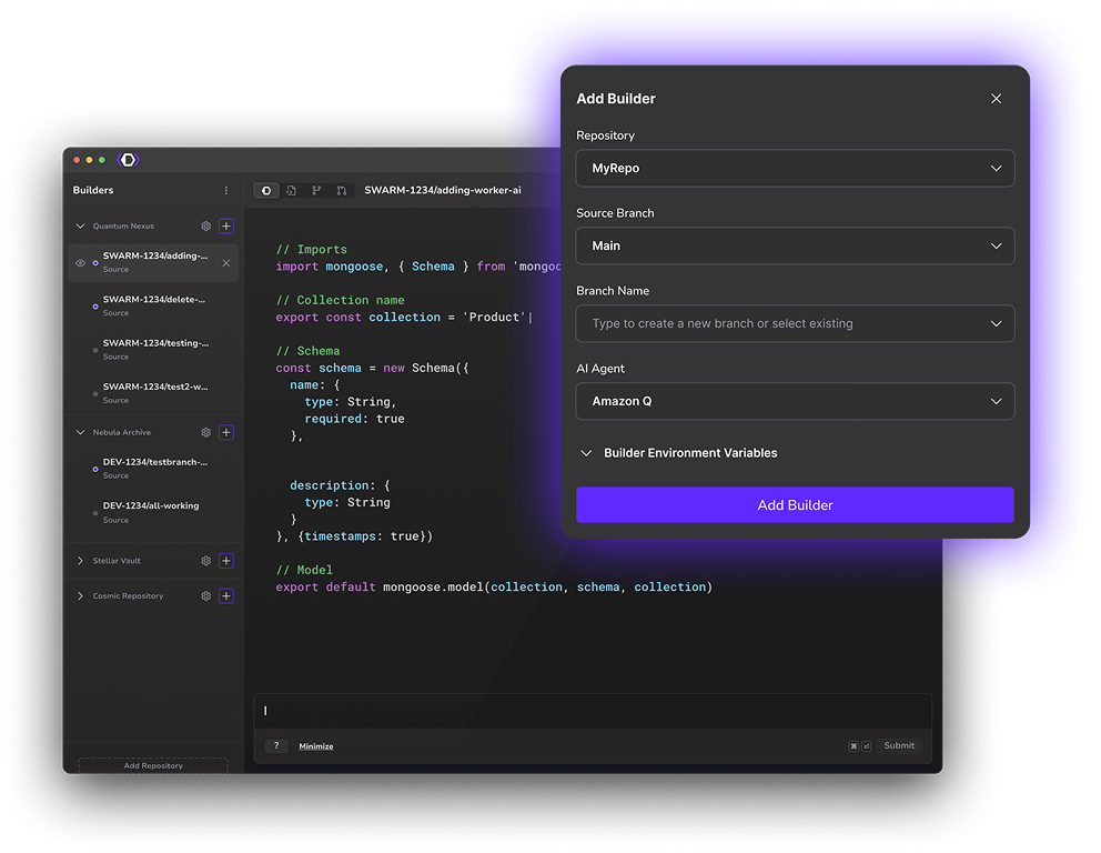 An earlier DevSwarm workspace design.