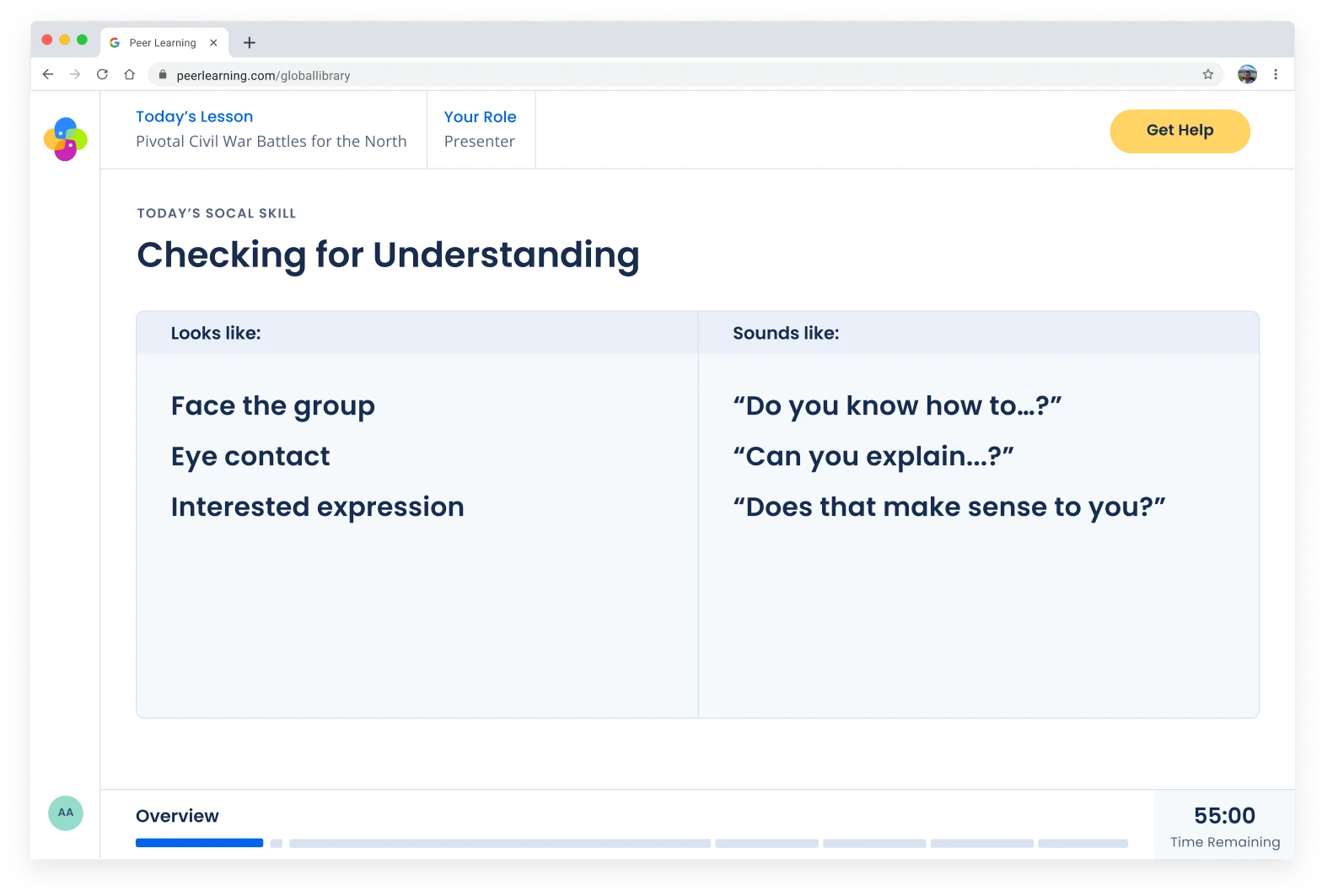 PeerLearning  ·  Supporting social skills.