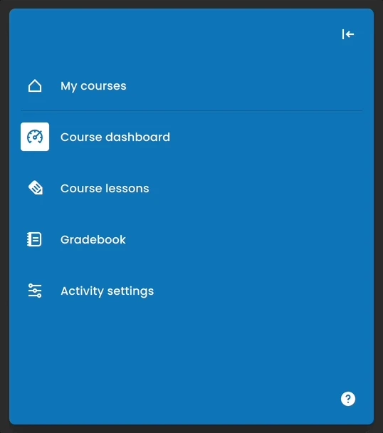 LingroLearning proposed navigation with courses, dashboard, lessons and gradebook
